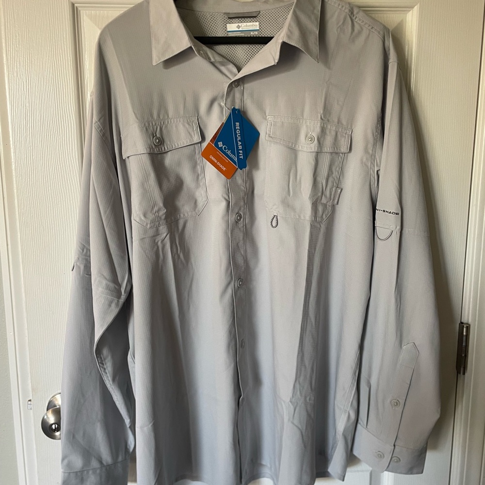 NWT Columbia PFG Omni-Shade Fishing Shirt Gray Men’s XL